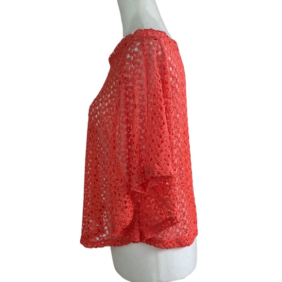 Coral Crochet Style Batwing Sheer Top - Picture 6 of 7